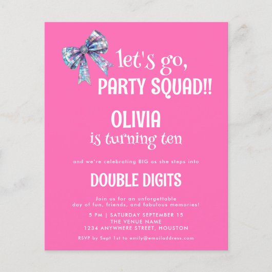 Papier Budget Go Party Squad rose 10ème parti (Devant)