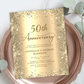Papier Budget Gold 50th Wedding Anniversary Invitation