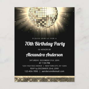 Papier Budget Gold 70th Birthday Party 70s Disco Ball