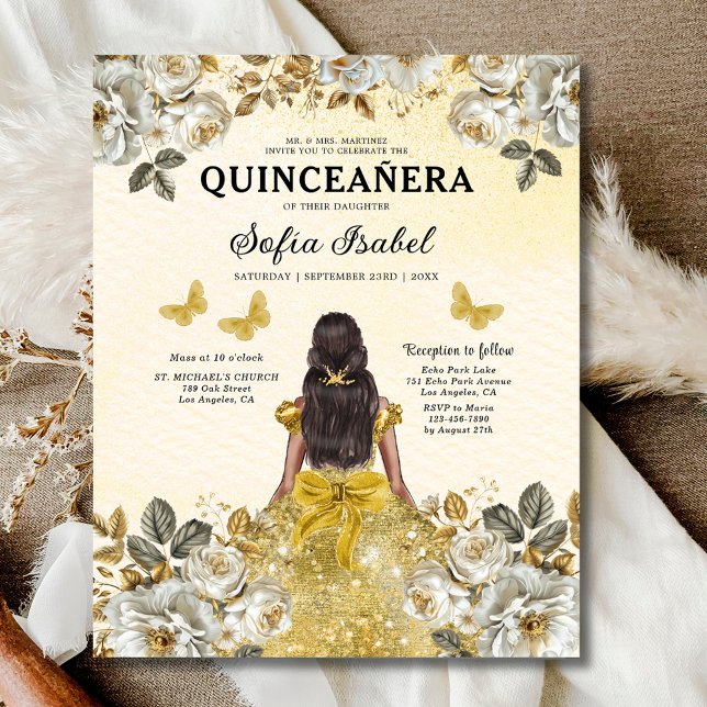 Papier Budget Gold Bilingue Espagnol Quinceanera (Créateur téléchargé)
