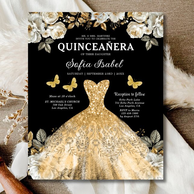 Papier Budget Gold Bilingue Espagnol Quinceanera (Créateur téléchargé)