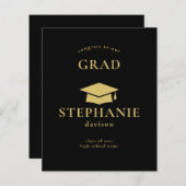 Papier Budget Gold Black Casquette Félicats Grad Grad Gra (Devant / Derrière)