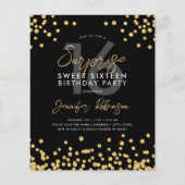 Papier Budget Gold Black Confetti Surprise Sweet 16 (Devant)