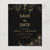 Papier Budget Gold Black Modern Enregistrer la date Flora (Devant)