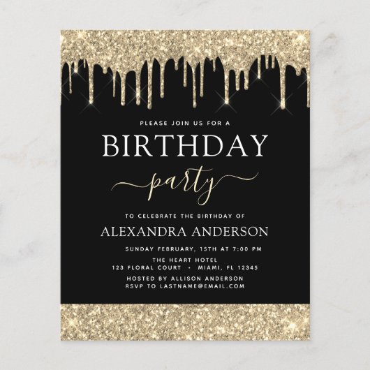 Papier Budget Gold Black Parties scintillant N'importe qu (Devant)