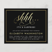 Papier Budget Gold & Black Surprise fête d'anniversaire (Devant)