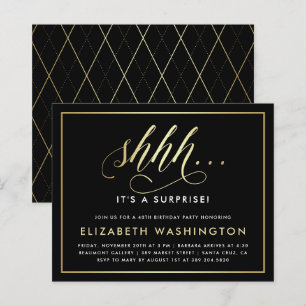 Papier Budget Gold & Black Surprise fête d'anniversaire