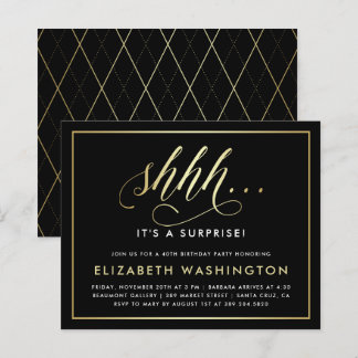 Papier Budget Gold & Black Surprise fête d'anniversaire
