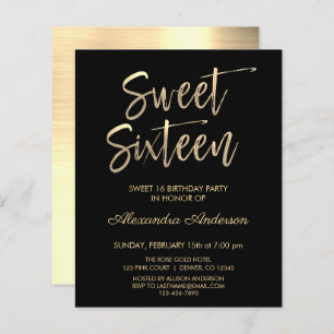 Papier Budget Gold Black Sweet sixteen Anniversaire