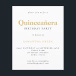 Papier Budget Gold Black Texte Quinceañera Anniversaire I<br><div class="desc">Budget Gold Black Text Quinceañera Anniversaire Invitation. Un rapport qualité/prix inférieur 4, 5 x 5, 6 pouces alternative par défaut à l'option semi-brillant qui est recommandé pour les invitations et est une épaisseur similaire à une carte postale. L'option satin est beaucoup plus mince papier mieux pour les enceintes.</div>
