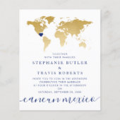 Papier Budget Gold Blue Map Destination Invitation de mar (Devant)
