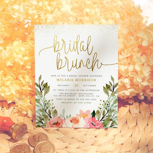 Papier Budget Gold Blush rose Floral Bridal Brunch Douche