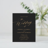 Papier Budget Gold Calligraphy Black Wedding Invitation (Debout devant)