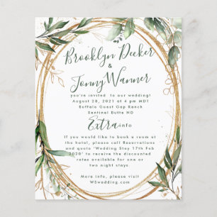 Papier Budget Gold Eucalyptus Élégant Mariage Invitation