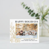 Papier Budget Gold Foliage Photo Happy Holidays Card (Debout devant)