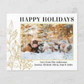 Papier Budget Gold Foliage Photo Happy Holidays Card (Devant)