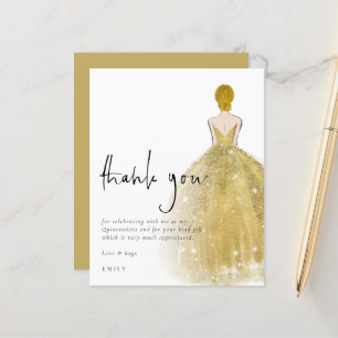 Papier Budget Gold Gown Blonde Girl Quinceañera Merci