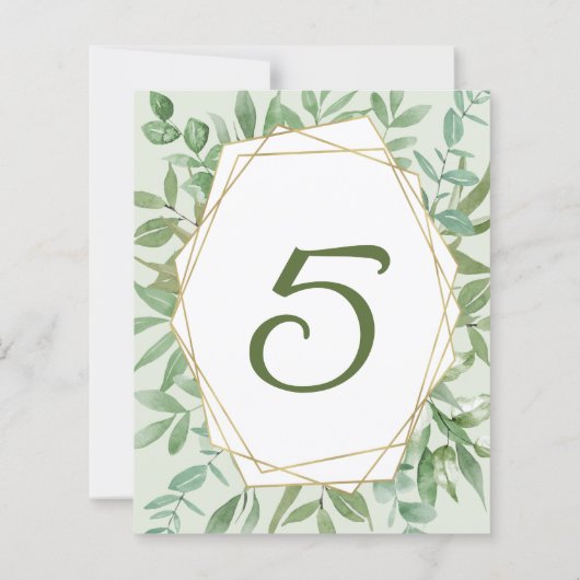 Papier Budget Gold&Greenery Mariage Numéro de table (Dos)