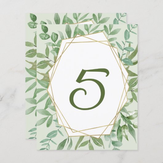 Papier Budget Gold&Greenery Mariage Numéro de table (Devant / Derrière)