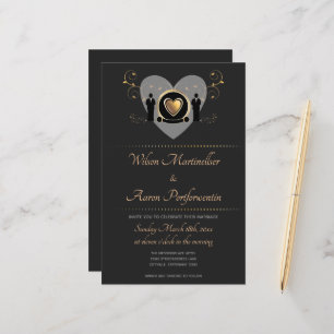 Papier Budget Gold Heart Mariage LGBTQ Faire-part de mari