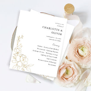 Papier Budget Gold Linal Floral Mariage Cérémonie Program
