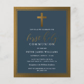 Papier Budget Gold & Marine Blue First Holy Communion (Devant)