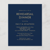 Papier Budget Gold Marine Blue Rehearer Dîner Invitation (Devant)