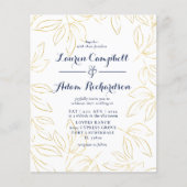 Papier Budget Gold & Marine Foliing Faire-part de mariage (Devant)