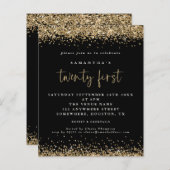 Papier Budget Gold Parties scintillant 21e Invitation Bla (Devant / Derrière)