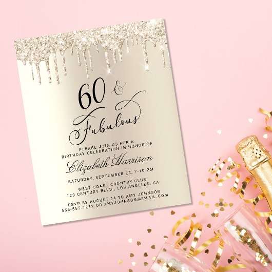 Papier Budget Gold Parties scintillant 60e anniversaire I