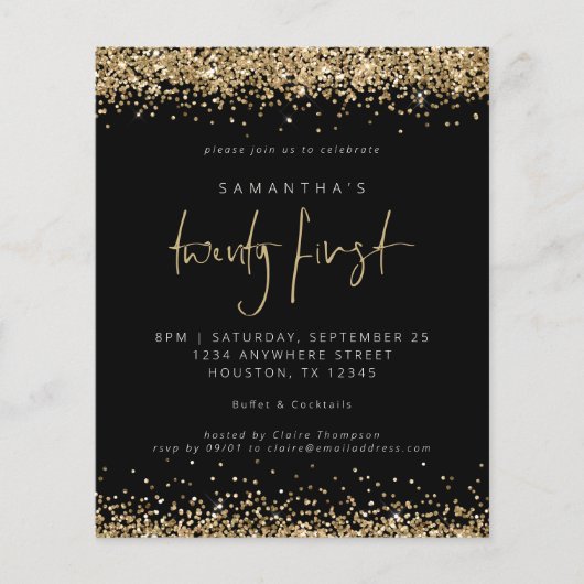 Papier Budget Gold Parties scintillant Black 21st Party I (Devant)