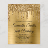 Papier Budget Gold Parties scintillant Drip 50th Birthday (Devant)