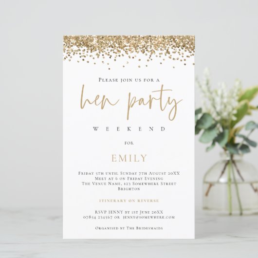 Papier Budget Gold Parties scintillant Hen Party Weekend  (Debout devant)