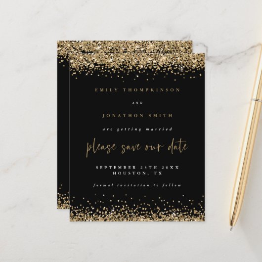 Papier Budget Gold Parties scintillant Mariage Noir Enreg (Devant/Arrière en situation)