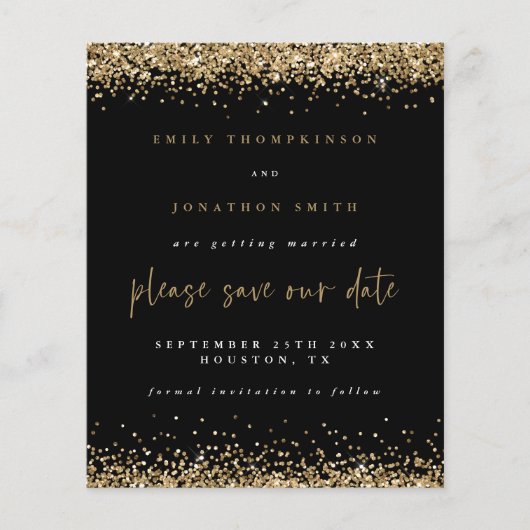 Papier Budget Gold Parties scintillant Mariage QR Code En (Devant)