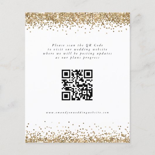 Papier Budget Gold Parties scintillant Mariage QR Code En (Dos)
