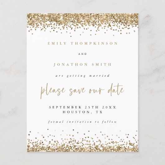 Papier Budget Gold Parties scintillant Mariage QR Code En (Devant)