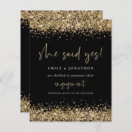 Papier Budget Gold Parties scintillant Noir Elle A Dit Ou (Devant / Derrière)