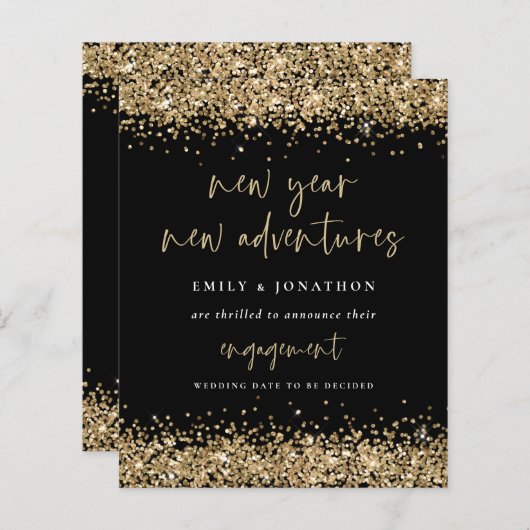 Papier Budget Gold Parties scintillant Noir Nouvel An Fia (Devant / Derrière)