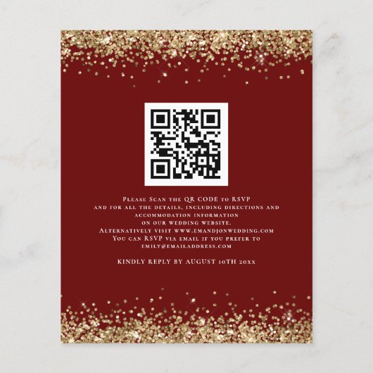 Papier Budget Gold Parties scintillant QR Code Mariage Bo (Dos)
