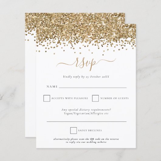 Papier Budget Gold Parties scintillant QR Code Mariage RS (Devant / Derrière)