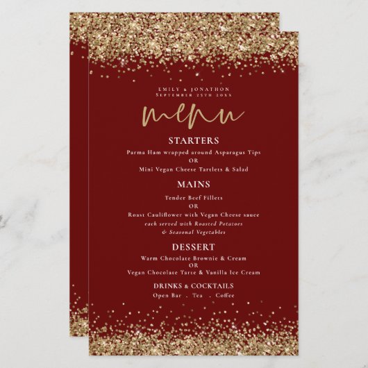 Papier Budget Gold Parties scintillant Script Mariage Bou (Devant / Derrière)