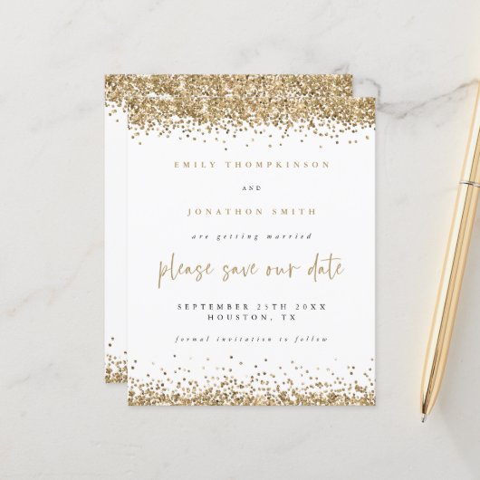 Papier Budget Gold Parties scintillant Script Mariage Enr (Devant/Arrière en situation)
