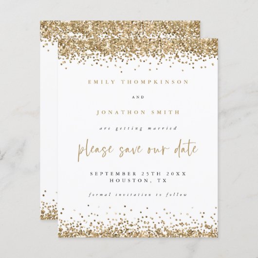 Papier Budget Gold Parties scintillant Script Mariage Enr (Devant / Derrière)