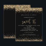 Papier Budget Gold Parties scintillant Sweet 16 Black Bir<br><div class="desc">Gold Parties scintillant Sweet 16 Black Party Invitation. Une alternative économique pour PETIT 4, 5 po x 5, 6 po. Disponible dans un STOCK SEMI GLOSS 110 lb CARD ou un STOCK SATIN FINISH 80 lb THINNER PAPER. Les enveloppes sont en option. D'élégantes bordures de confettis en faux parties scintillant...</div>