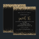 Papier Budget Gold Parties scintillant Sweet 16 Black Bir<br><div class="desc">Gold Parties scintillant Sweet 16 Black Party Invitation. Une alternative économique pour PETIT 4, 5 po x 5, 6 po. Disponible dans un STOCK SEMI GLOSS 110 lb CARD ou un STOCK SATIN FINISH 80 lb THINNER PAPER. Les enveloppes sont en option. D'élégantes bordures de confettis en faux parties scintillant...</div>