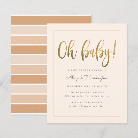 Papier Budget Gold Peach Genre Neutre Oh Baby shower (Devant / Derrière)