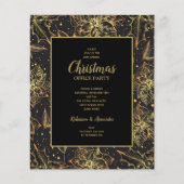 Papier Budget Gold Poinsettias Noël Invitations (Devant)