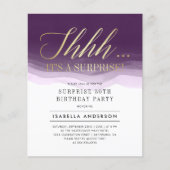 Papier Budget Gold & Purple Aquarelle Surprise Anniversai (Devant)