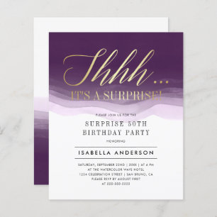 Papier Budget Gold & Purple Aquarelle Surprise Anniversai